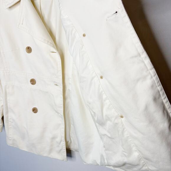 Ann Taylor‎ Pea Coat Size M Soft White Cotton Double Breasted Classic Y2K - Picture 6 of 11